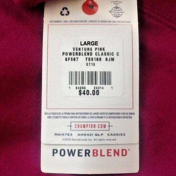 Women's Sz EXTRA LARGE new Champion PowerBlend Crew Neck Pullover VENTURE PINK - Picture 7 of 8
